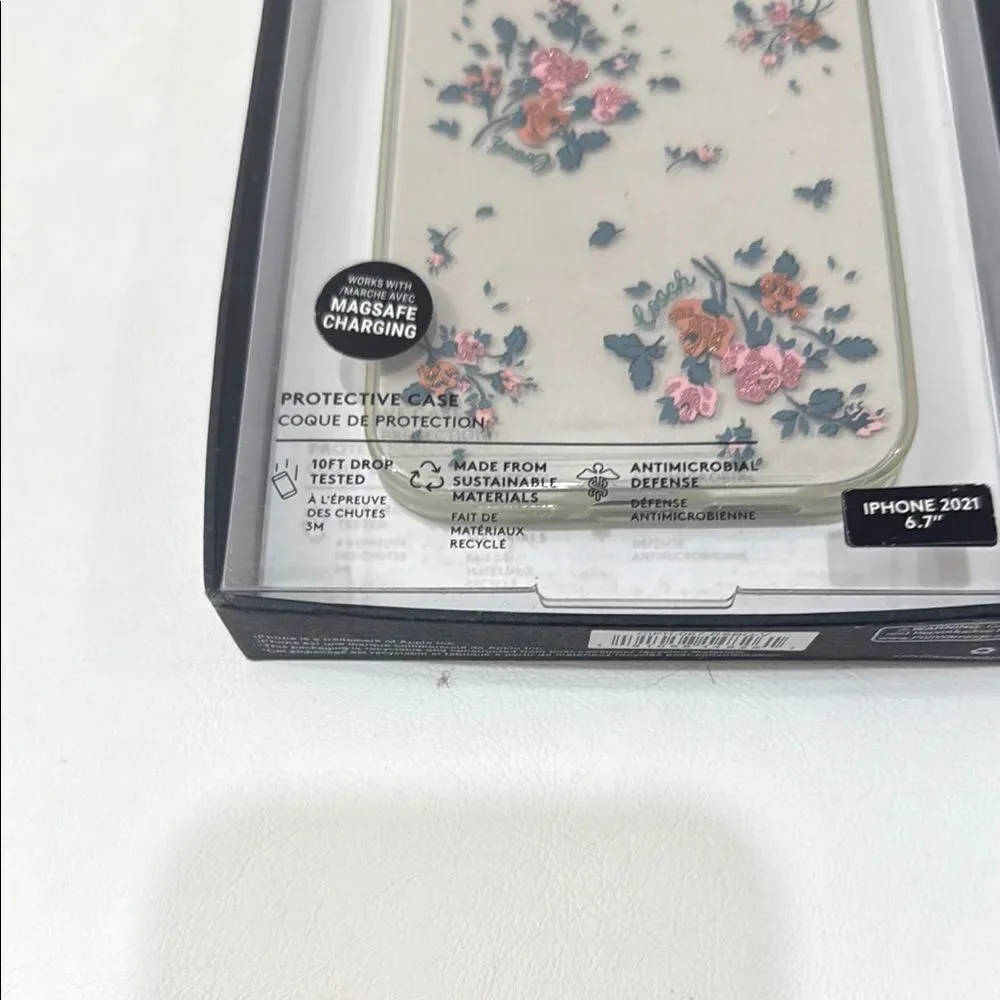 Coach Cream Floral Phone Case iPhone 2021 6.7 MagSafe Charging 10 Ft Drop Tested